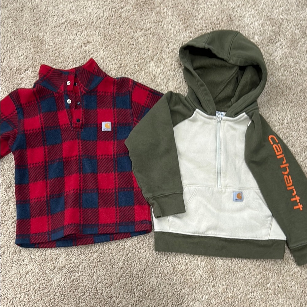 Carhartt Red & Navy Plaid Pullover and Olive & Cream Hoodie Set